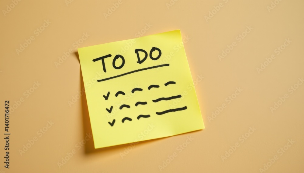 Organizing your tasks a to-do list on a sticky note home office image minimalistic top view productivity concept Organizing your tasks a to-do list on a sticky note home office image minimalistic top view productivity concept