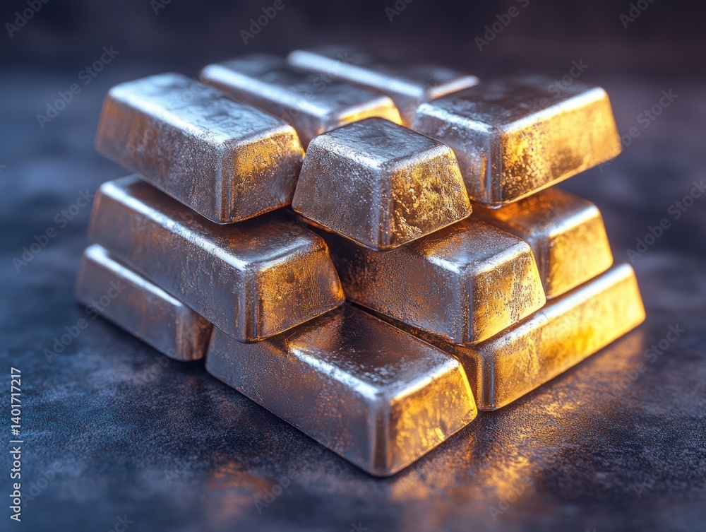 Stack of Silver Bars in Hyper-Realistic Illustration with Soft Lighting Isolated on White Background Stack of Silver Bars in Hyper-Realistic Illustration with Soft Lighting Isolated on White Background
