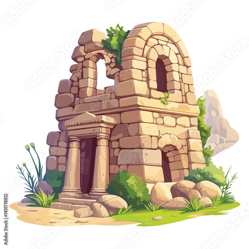 The Karnak Temple Complex - Luxor, Egypt - Stock Illustration
