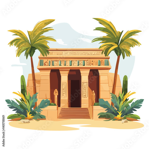 The Karnak Temple Complex - Luxor, Egypt - Stock Illustration