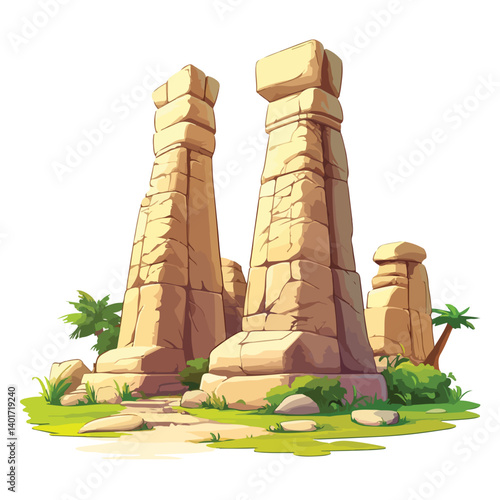 The Karnak Temple Complex - Luxor, Egypt - Stock Illustration