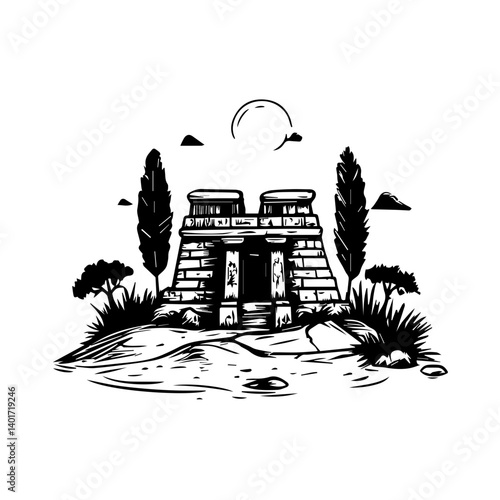 The Karnak Temple Complex - Luxor, Egypt - Stock Illustration