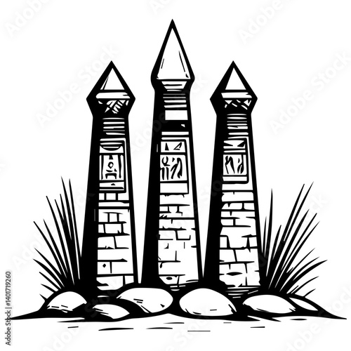The Karnak Temple Complex - Luxor, Egypt - Stock Illustration