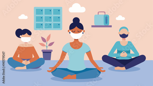 Spa Day at Home A tranquil home spa scene with individuals doing face masks meditating and practicing yoga all relaxing instead of shopping with the calendar nearby.