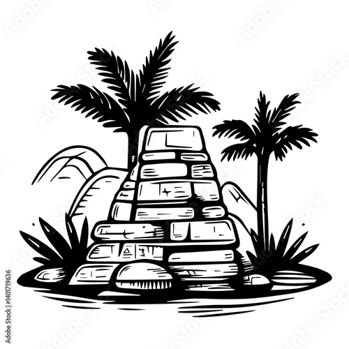The Karnak Temple Complex - Luxor, Egypt - Stock Illustration
