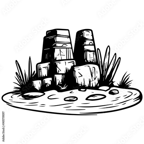 The Karnak Temple Complex - Luxor, Egypt - Stock Illustration