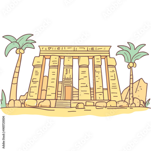 The Karnak Temple Complex - Luxor, Egypt - Stock Illustration