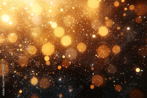 Obraz na płótnie Abstract gold and black bokeh background with glittering lights and sparkles. w salonie