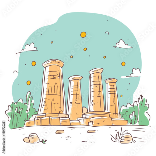 The Karnak Temple Complex - Luxor, Egypt - Stock Illustration