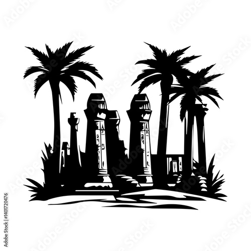 The Karnak Temple Complex - Luxor, Egypt - Stock Illustration