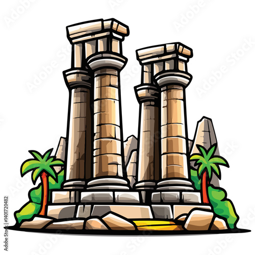The Karnak Temple Complex - Luxor, Egypt - Stock Illustration