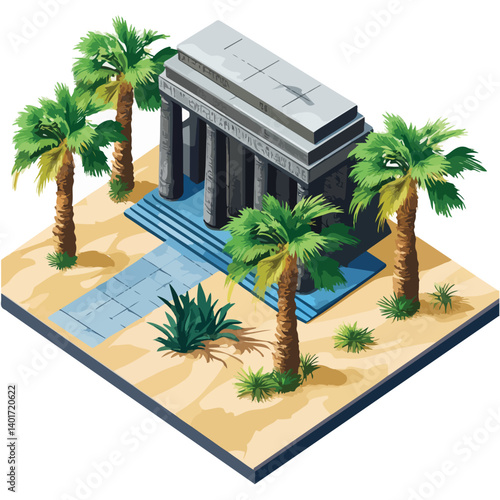 The Karnak Temple Complex - Luxor, Egypt - Stock Illustration
