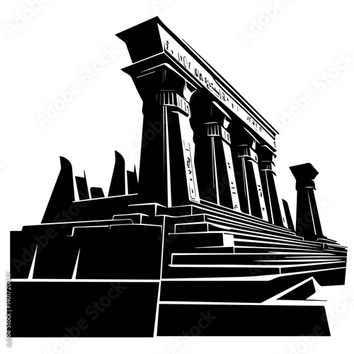 The Karnak Temple Complex - Luxor, Egypt - Stock Illustration