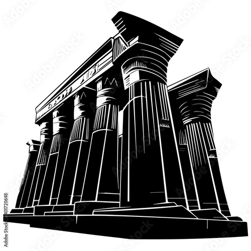 The Karnak Temple Complex - Luxor, Egypt - Stock Illustration