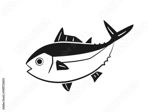 勢いよく跳ね上がるマグロをイメージしたイラスト
