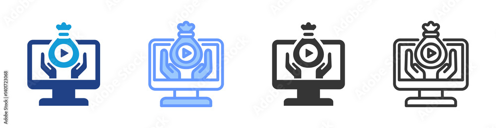 Video Asset Management icon set multiple style collection Video Asset Management icon set multiple style collection