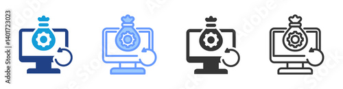 Digital Asset Recovery icon set multiple style collection