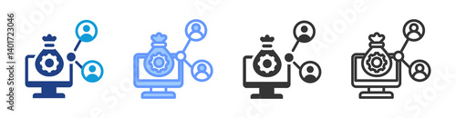 Asset Sharing icon set multiple style collection