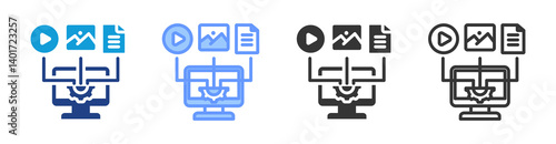 Content Management System icon set multiple style collection