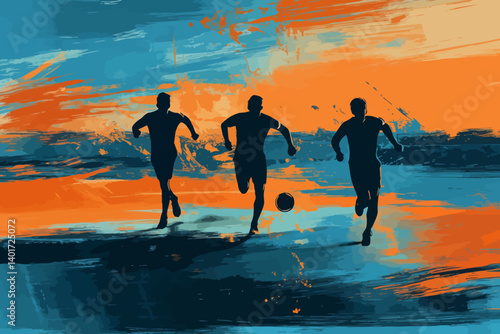 A detailed flat design illustration depicts handball players in action, showcasing vibrant colors and dynamic movement to capture the intensity and speed of the game