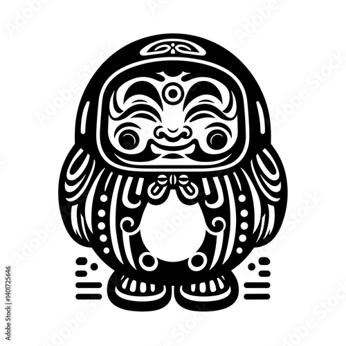 Daruma Doll in Traditional Style Representing Good Fortune   達磨