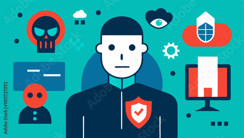 These descriptions of vector illustrations can help communicate the themes of cybersecurity threats and defenses related to AI effectively.