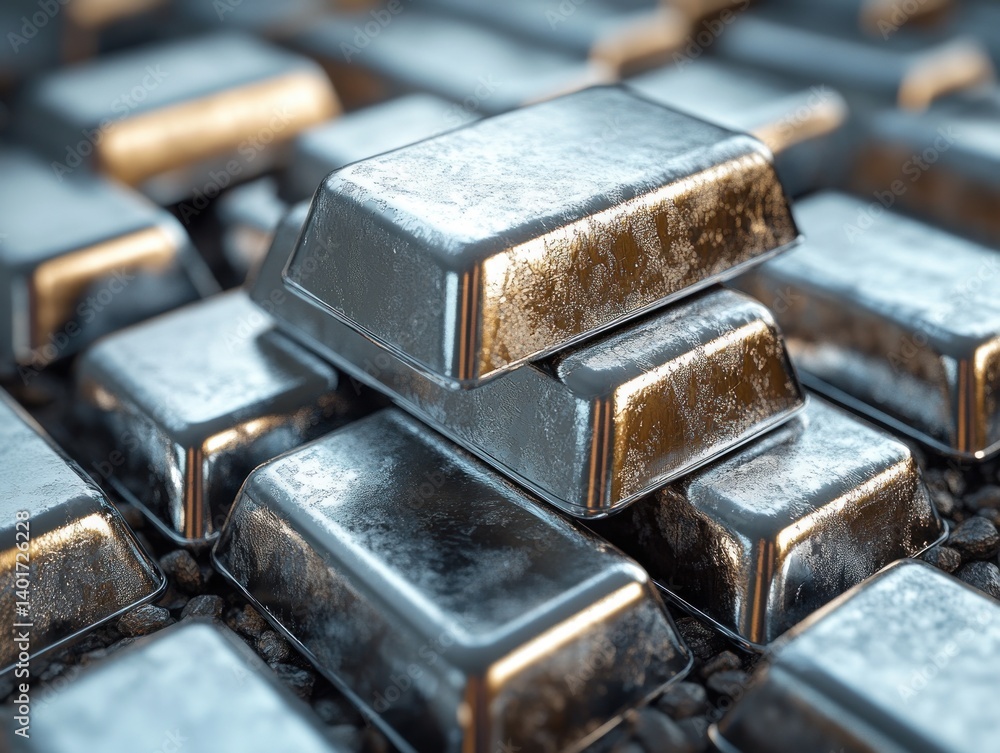 Realistic Silver Bars Displayed on Isolated White Background 3D Illustration Realistic Silver Bars Displayed on Isolated White Background 3D Illustration