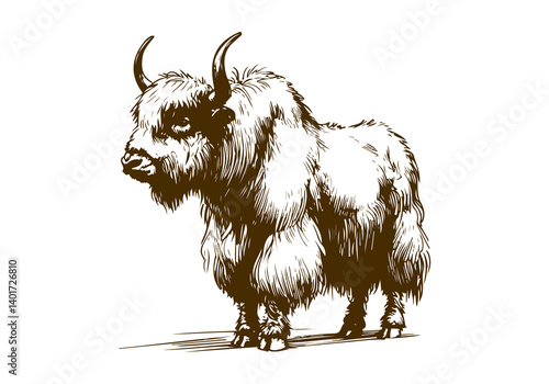 Yak hand drawn sketch illustration vector