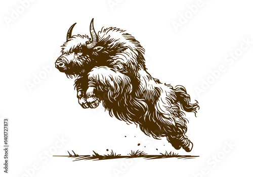 Yak hand drawn sketch illustration vector