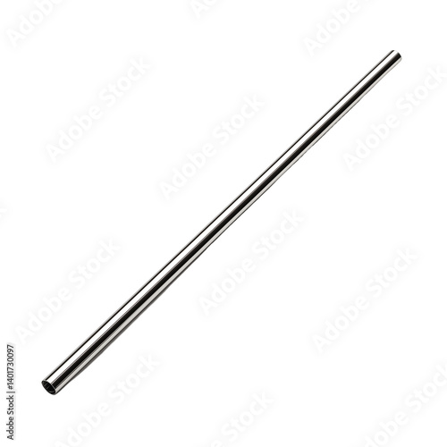 Stainless steel straw reusable metal drinking eco friendly zero waste item  isolated on transparent background, png