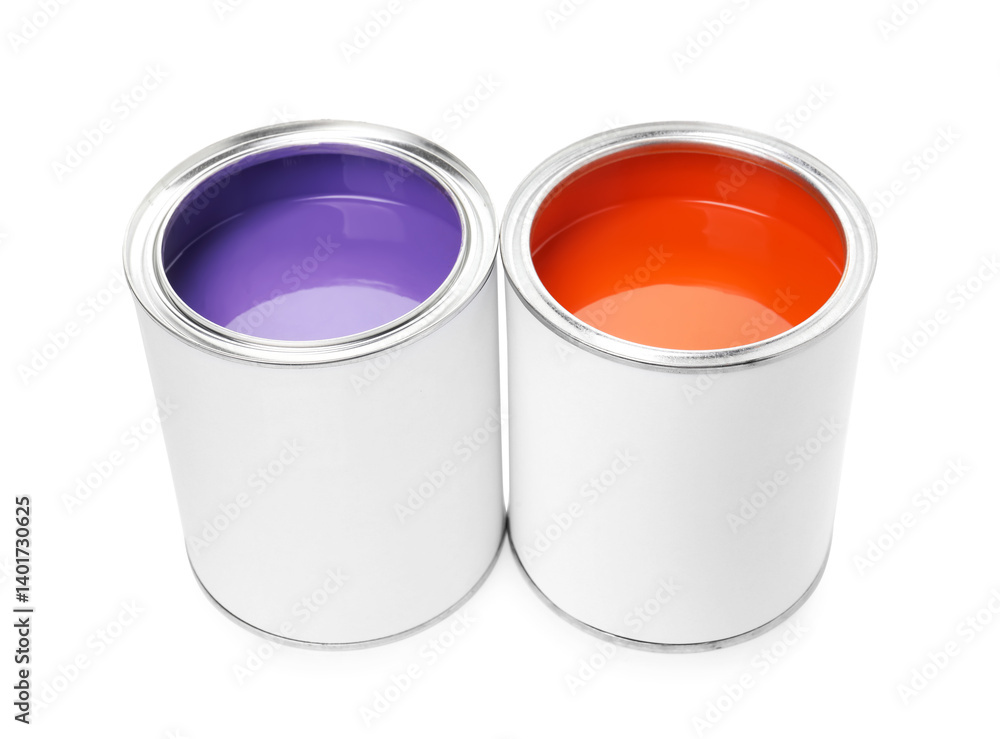Cans of colorful paints isolated on white Cans of colorful paints isolated on white