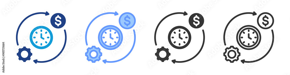 Full Time Employment icon set multiple style collection Full Time Employment icon set multiple style collection