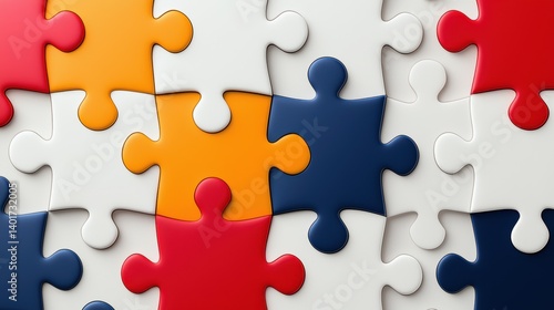 A creative autism awareness logo with overlapping puzzle pieces in bold, primary colors, emphasizing unity and diversity.