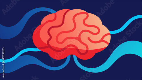 Stress Level Tattoo An illustration of a brain surrounded by wavy lines complemented by a color gradient that changes from calm blue to fiery red reflecting stress intensity.