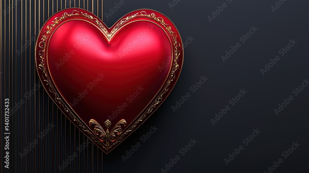 A deep red heart with intricate gold detailing set against a luxurious dark background, ideal for an elegant, sophisticated wallpaper design. A deep red heart with intricate gold detailing set against a luxurious dark background, ideal for an elegant, sophisticated wallpaper design.