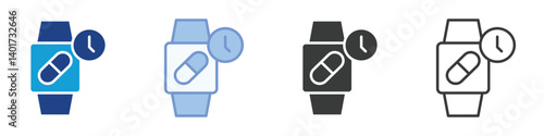 Smartwatch Remainder Icons Collection – Multiple Vector Styles Icons