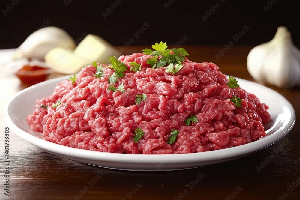 minced beef hyper-realism plate texture culinary artistry minced beef hyper-realism plate texture culinary artistry