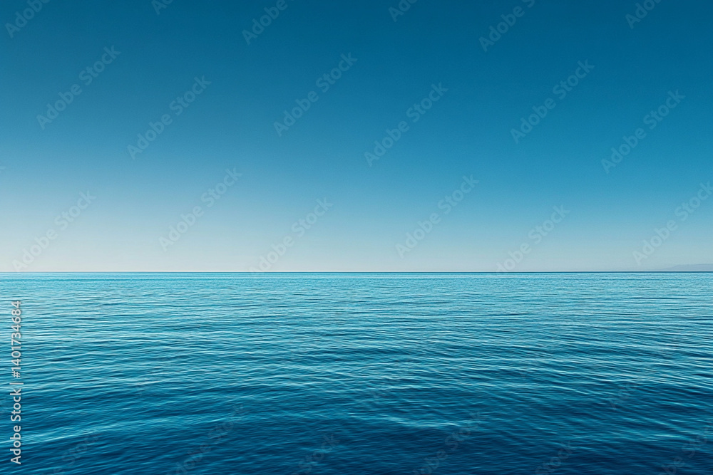 Obraz premium Calm turquoise waters reflect a clear sky during midday in a serene coastal location