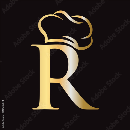 Initial Letter R Chef Hat Symbol Vector Template For Food and Restaurant Logo