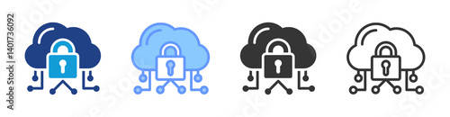 Cloud Technology icon set multiple style collection