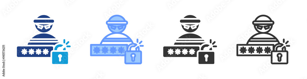 Password Theft icon set multiple style collection Password Theft icon set multiple style collection