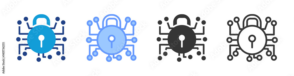 Encryption icon set multiple style collection Encryption icon set multiple style collection