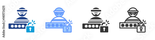Password Theft icon set multiple style collection