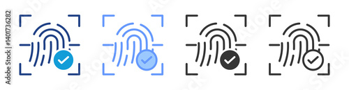 Fingerprint icon set multiple style collection
