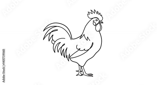 Rooster line art illustration