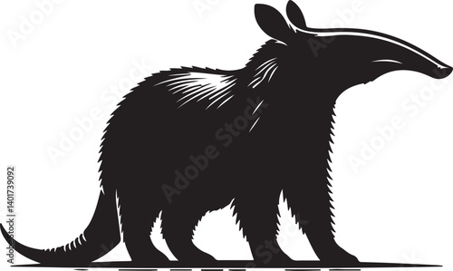 Aardvark Silhouette Black Vector High Quality Vector Image. The white background