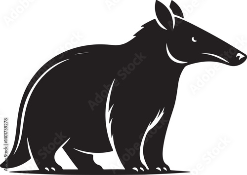 Aardvark Silhouette Black Vector High Quality Vector Image. The white background