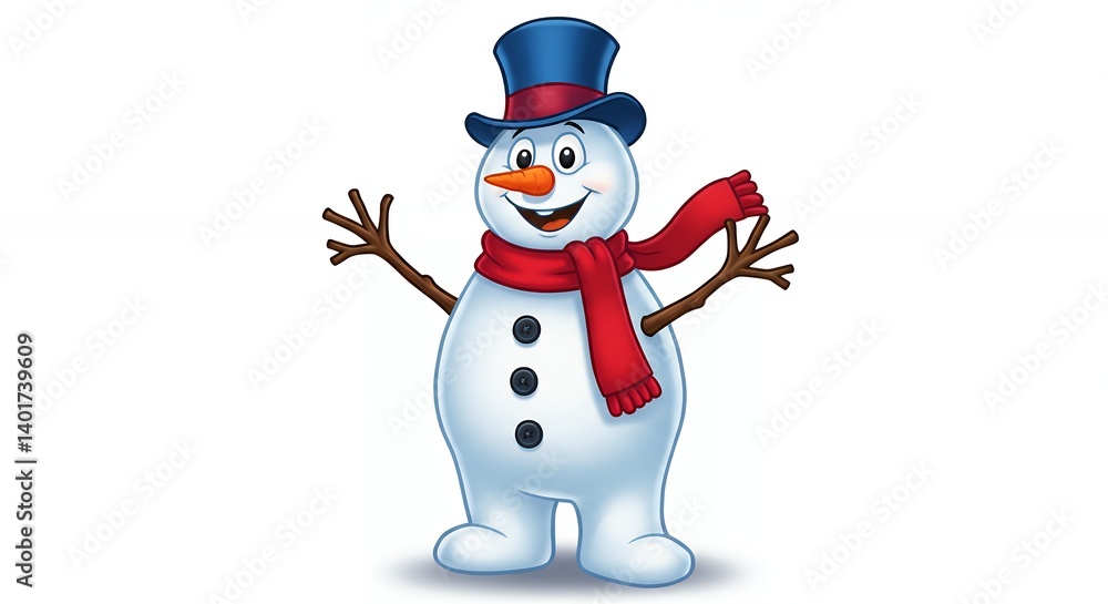 Smiling cartoon snowman illustration Smiling cartoon snowman illustration