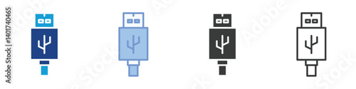 USB Cable Icons Collection – Multiple Vector Styles Icons