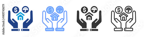Employee Benefits icon set multiple style collection